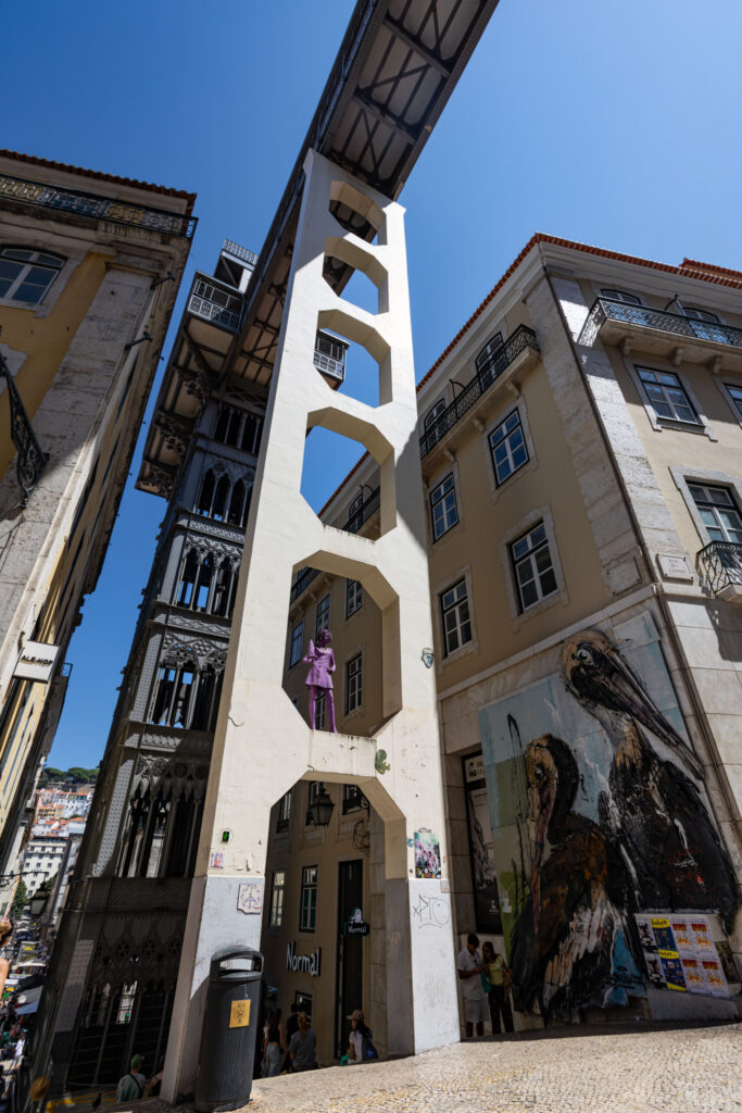 The Santa Justa Lift (currently closed), a neo-Gothic iron tower that connects the lower Baixa district with the upper Largo do Carmo.