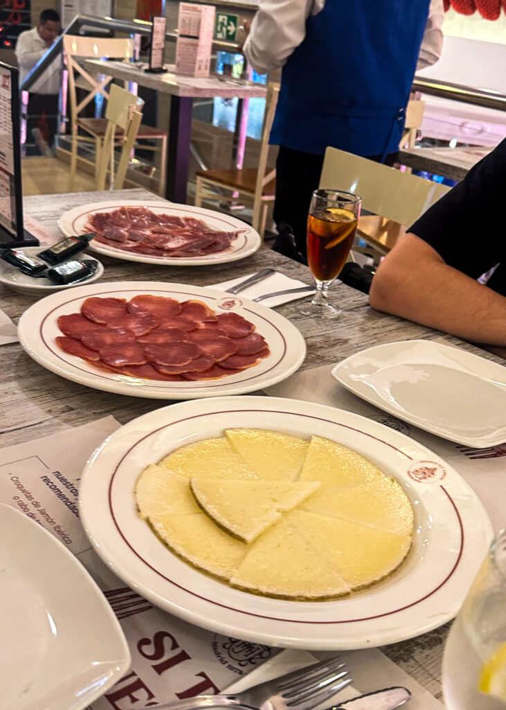Our Tapas at Museo del Jabón. The drink is Vermouth, goes down too easily.