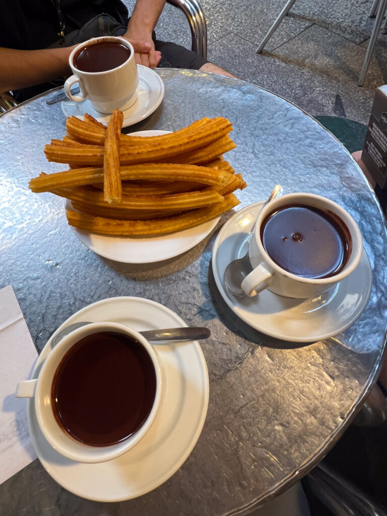 Hot chocolate and churros at Chocolateria San Ginés